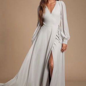 Light grey long sleeve Wrap-Dress